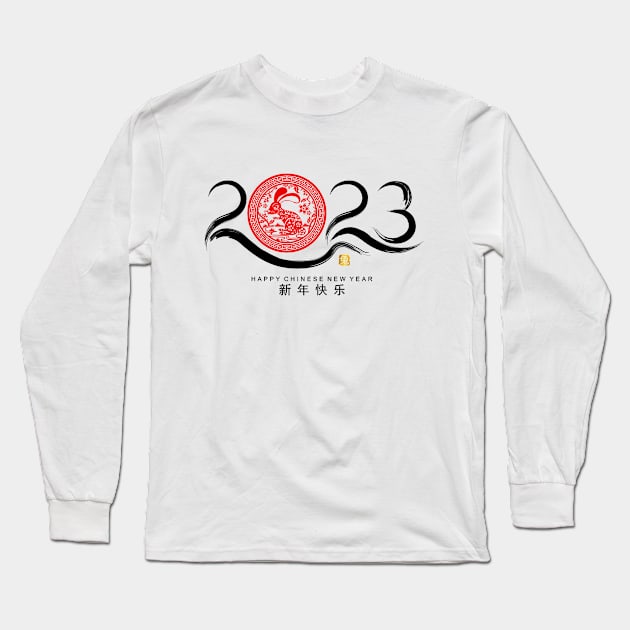 Happy chinese new year 2023 year of the rabbit zodiac Long Sleeve T-Shirt by Shaniya Abernathy